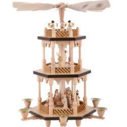3-Tier Pyramid - Nativity Scene - Natural Wood - 38 cm / 15 inch