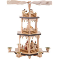 3-stöckige Pyramide Christi Geburt - natur - 38 cm