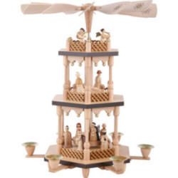 3-Tier Pyramid - Nativity Scene - Natural Wood - 38 cm / 15 inch