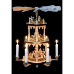 3-Tier Pyramid - Nativity Scene - Natural Wood - 38 cm / 15 inch
