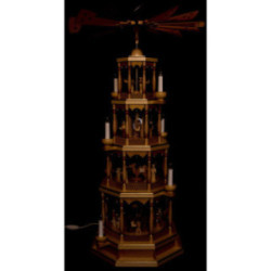 4-stöckige Pyramide Christi Geburt mit Musikspielwerk, natur - 100 cm