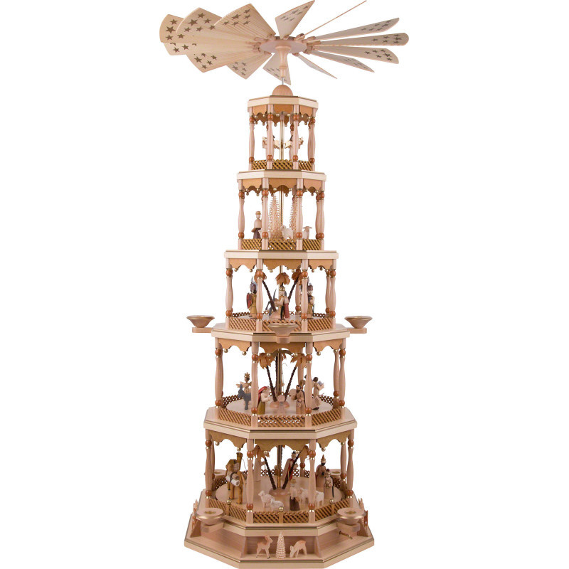 5-stöckige Pyramide Christi Geburt - natur - 123 cm