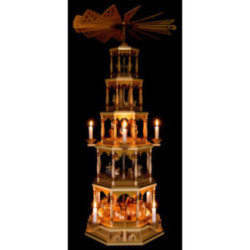5-stöckige Pyramide Christi Geburt - natur - 123 cm