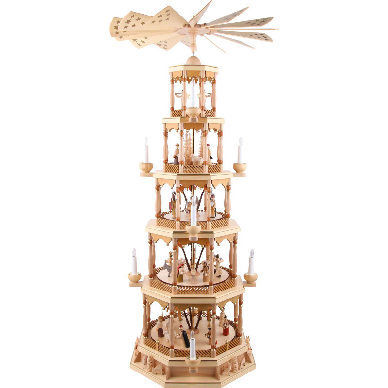 5-stöckige Pyramide Christi Geburt - natur - 123 cm