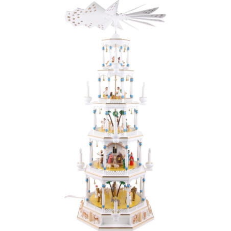 5-stöckige Lichterpyramide von Richard Glässer - Romantik - weiß - 123 cm