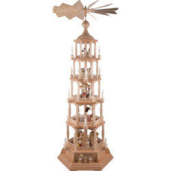 5-Tier Pyramid - Nativity Scene - Natural Wood - 140 cm / 55 inch