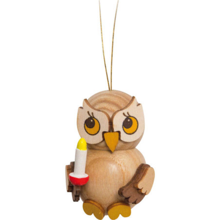 Tree Ornament - Owl Child with Candle - 4 cm / 1.6 inch