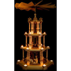 4-Tier Baroque Mirror-Pyramid Nativity, Natural - 86 cm / 34 inch