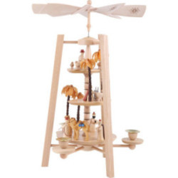 3-Tier Pyramid - Nativity Scene - Natural Wood - 40 cm / 16 inch