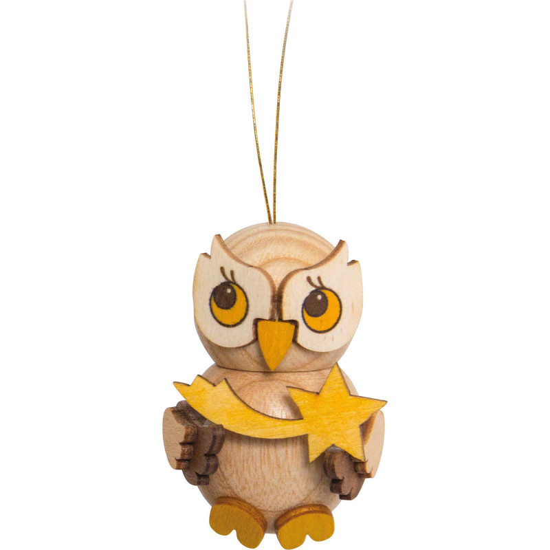 Tree Ornament - Owl Child with Star - 4 cm / 1.6 inch
