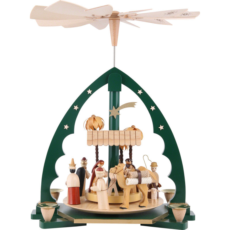 1-Tier Pyramid - Nativity Scene Green - 40 cm / 16 inch