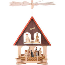 2-Tier Pyramid --House Nativity Scene - 36 cm / 14 inch