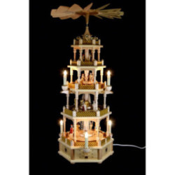 5-Tier Pyramid - Nativity Scene Natural Wood - 75 cm / 30 inch