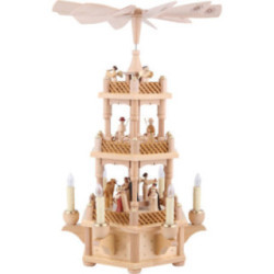 3-stöckige Pyramide Christi Geburt natur - 45 cm