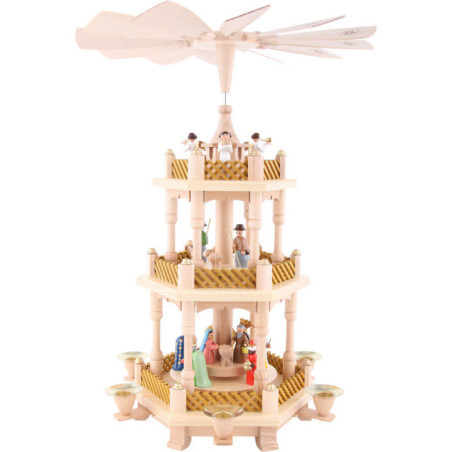 3-stöckige Pyramide Christi Geburt bunt - 40 cm