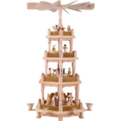 4-Tier Pyramid - Nativity Scene Natural Wood - 54 cm / 21 inch