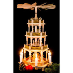4-Tier Pyramid - Nativity Scene Natural Wood - 54 cm / 21 inch