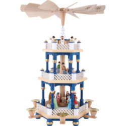 3-stöckige Pyramide Christi Geburt blau - 40 cm