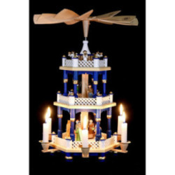 3-stöckige Pyramide Christi Geburt blau - 40 cm