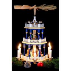 3-stöckige Pyramide Christi Geburt blau - 40 cm