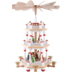 3-stöckige Pyramide Christi Geburt weiß - 40 cm