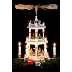 3-Tier Pyramid - Nativity Scene White - 40 cm / 16 inch