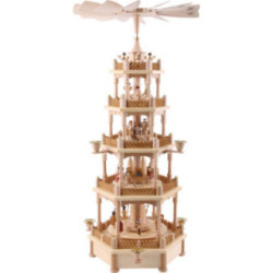 5-Tier Pyramid - Nativity Scene Natural Wood - 70 cm / 28 inch