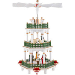 3-Tier Pyramid - Nativity Scene White - 35 cm / 14 inch