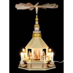 1-stöckige Pyramide Seiffener Kirche, natur - 52 cm