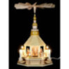 1-Tier Pyramid - Church of Seiffen, Natural Wood - 52 cm / 20.5 inch