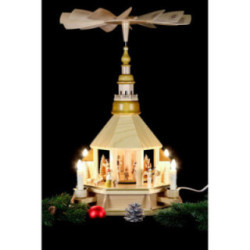 1-stöckige Pyramide Seiffener Kirche, natur - 52 cm