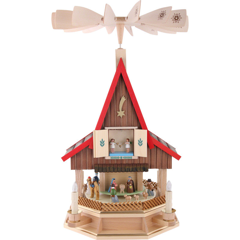 2-Tier Adventhouse Electrically Driven Nativity Scene by Richard Glässer- 53 cm / 21 inch