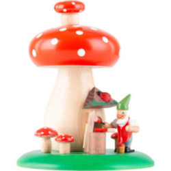 Smoking Hut - Toadstool with Dwarf - 12,5 cm / 4.9 inch