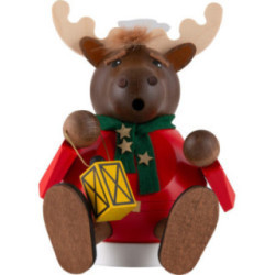 Räuchermännchen Elch sitzend - Kugelrauchfigur - 14 cm