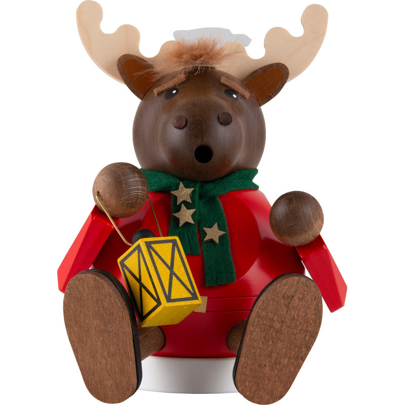 Räuchermännchen Elch sitzend - Kugelrauchfigur - 14 cm