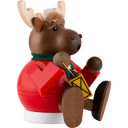 Räuchermännchen Elch sitzend - Kugelrauchfigur - 14 cm