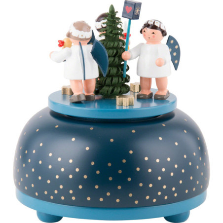 Spieldose Engel mit Geschenk - 11 cm