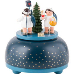 Spieldose Engel mit Geschenk - 11 cm