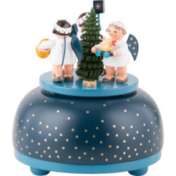 Spieldose Engel mit Geschenk - 11 cm