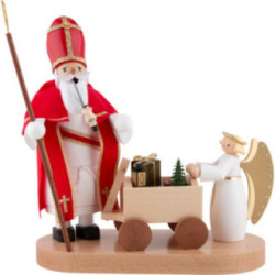 Räuchermännchen Heiliger St. Nikolaus mit Christkind  - 23 cm