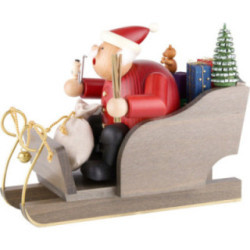 Räuchermännchen Weihnachtsmann auf Schlitten - 20 cm