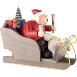 Räuchermännchen Weihnachtsmann auf Schlitten - 20 cm