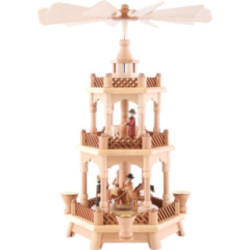 3-Tier Pyramid - Nativity Scene Natural Wood - 42 cm /16.5 inch