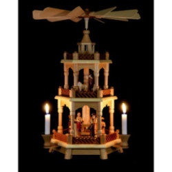 3-Tier Pyramid - Nativity Scene Natural Wood - 42 cm /16.5 inch