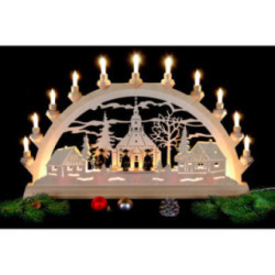 Candle Arch - Seiffen Church with Carolers - 65x40 cm / 26x16 inch