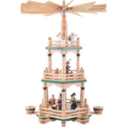 3-stöckige Pyramide Heiligabend naturfarben - 48 cm
