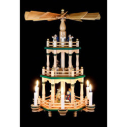 3-stöckige Pyramide Heiligabend naturfarben - 48 cm