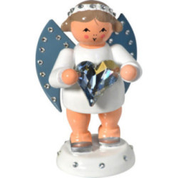 Freundschaftsbote mit blauem Swarovski-Herz - 6 cm