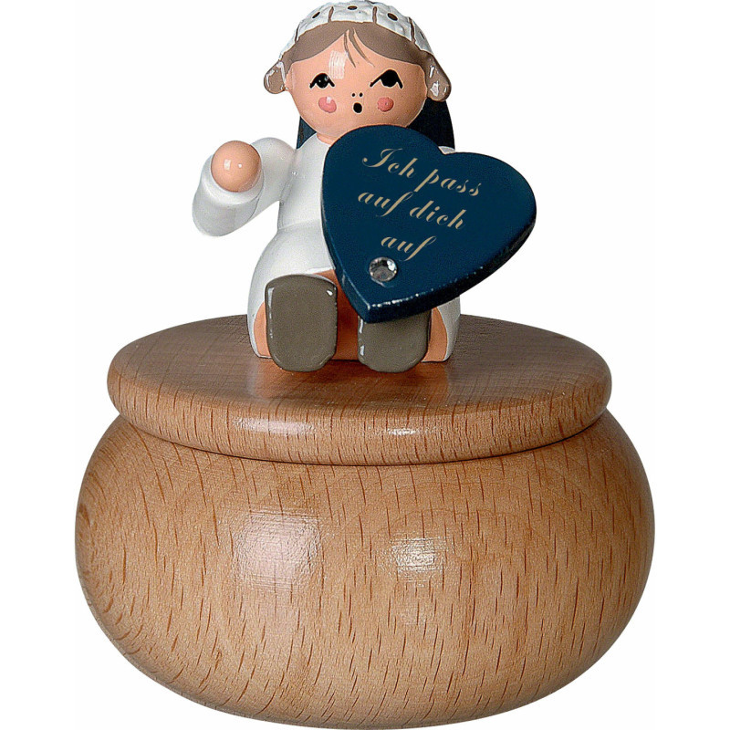 Guardian Angel with Box "Ich Pass ..." - 6 cm / 2.4 inch