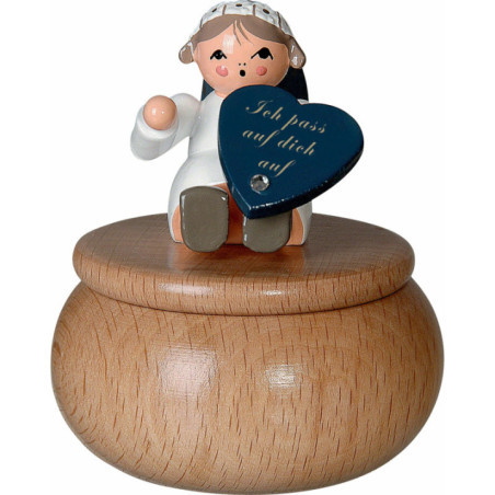 Guardian Angel with Box "Ich Pass ..." - 6 cm / 2.4 inch